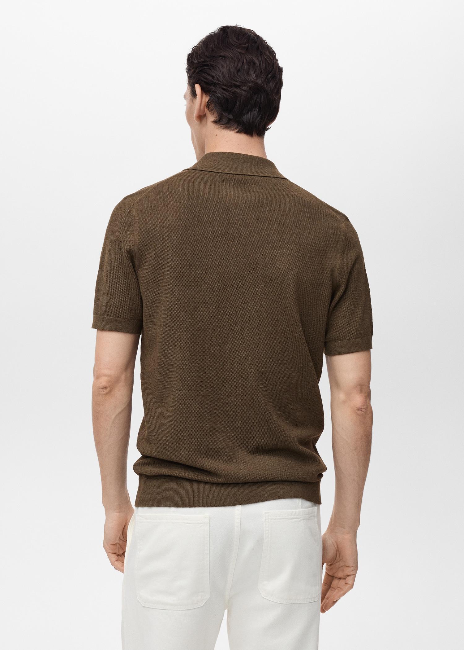 Structured knitted slim-fit polo shirt - Men | MANGO USA Product Image