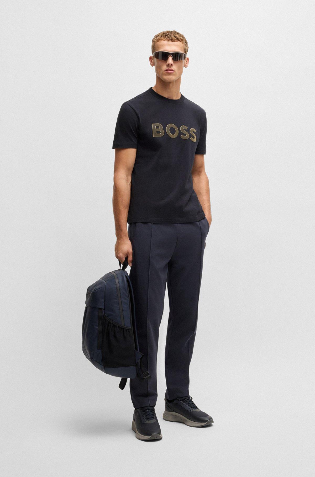 Stretch-cotton T-shirt with large logo Product Image