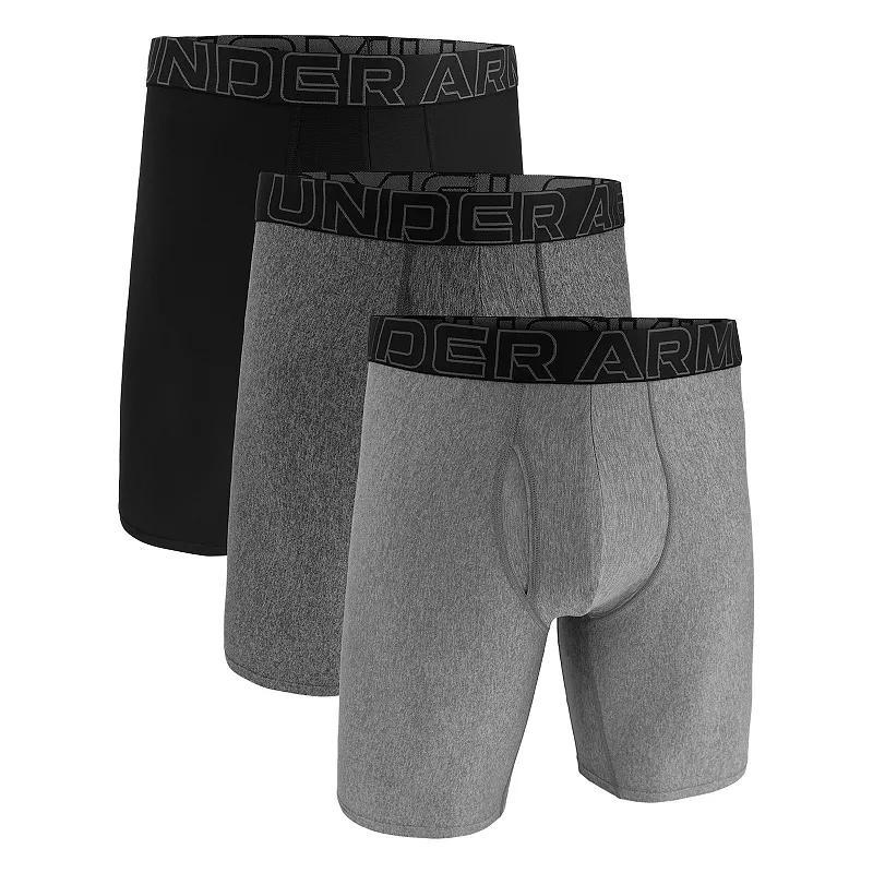 Men's Under Armour 3-pack Performance Tech 9-in. Long Leg Boxer Briefs, Size: XXL, Silver Product Image
