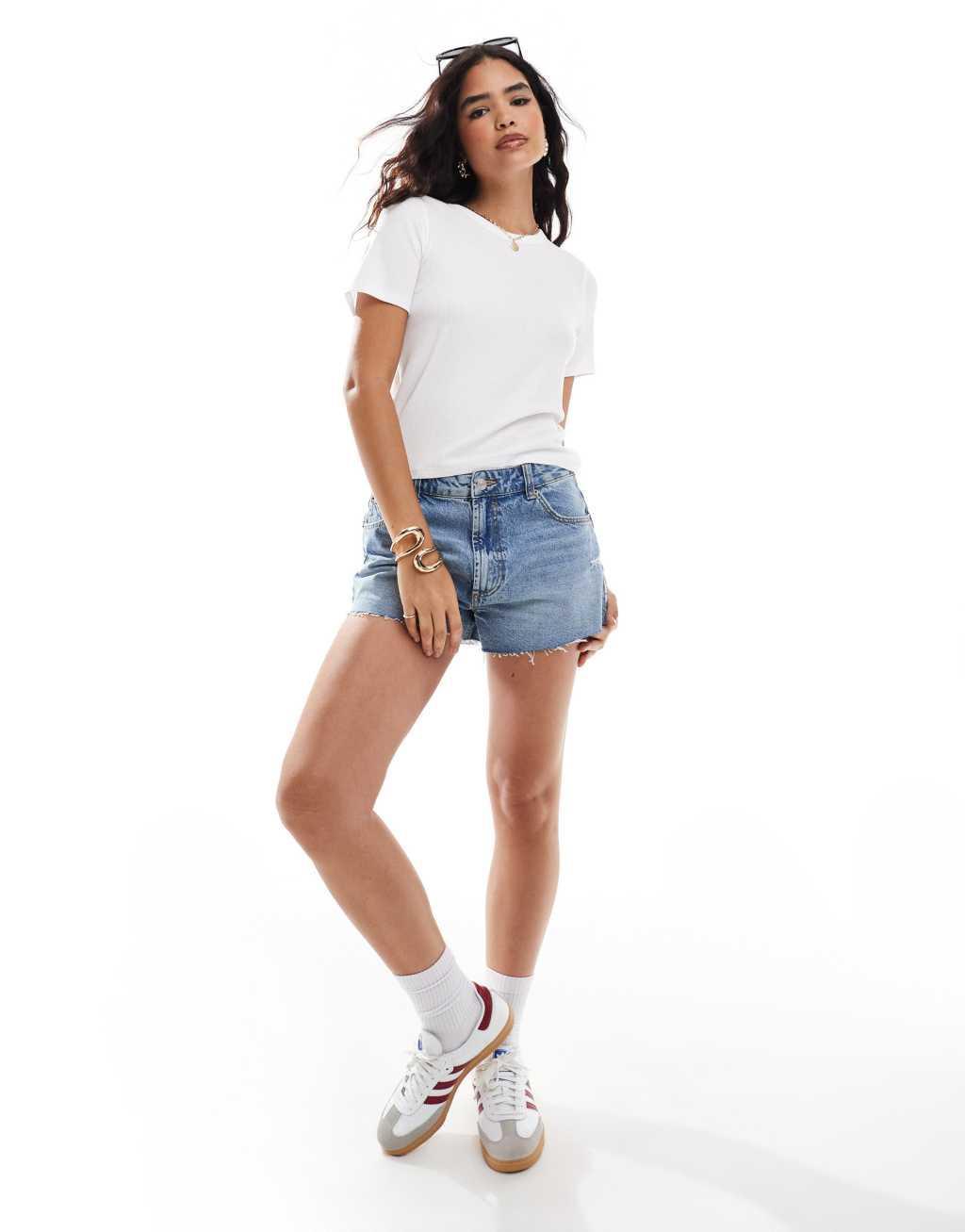 Vero Moda Aware supersoft ribbed t-shirt in white Product Image