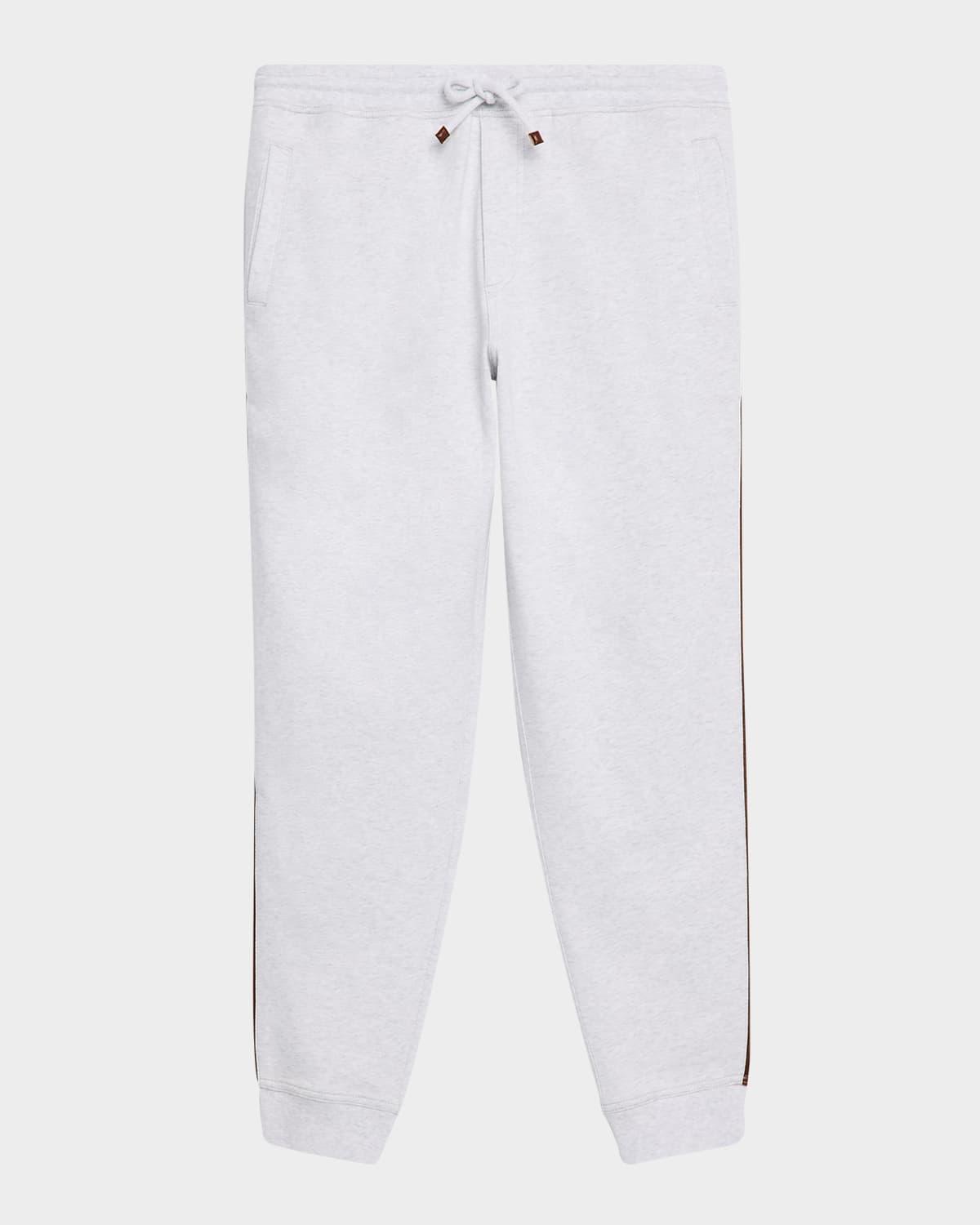 Mens Leather-Trim Drawstring Sweatpants Product Image
