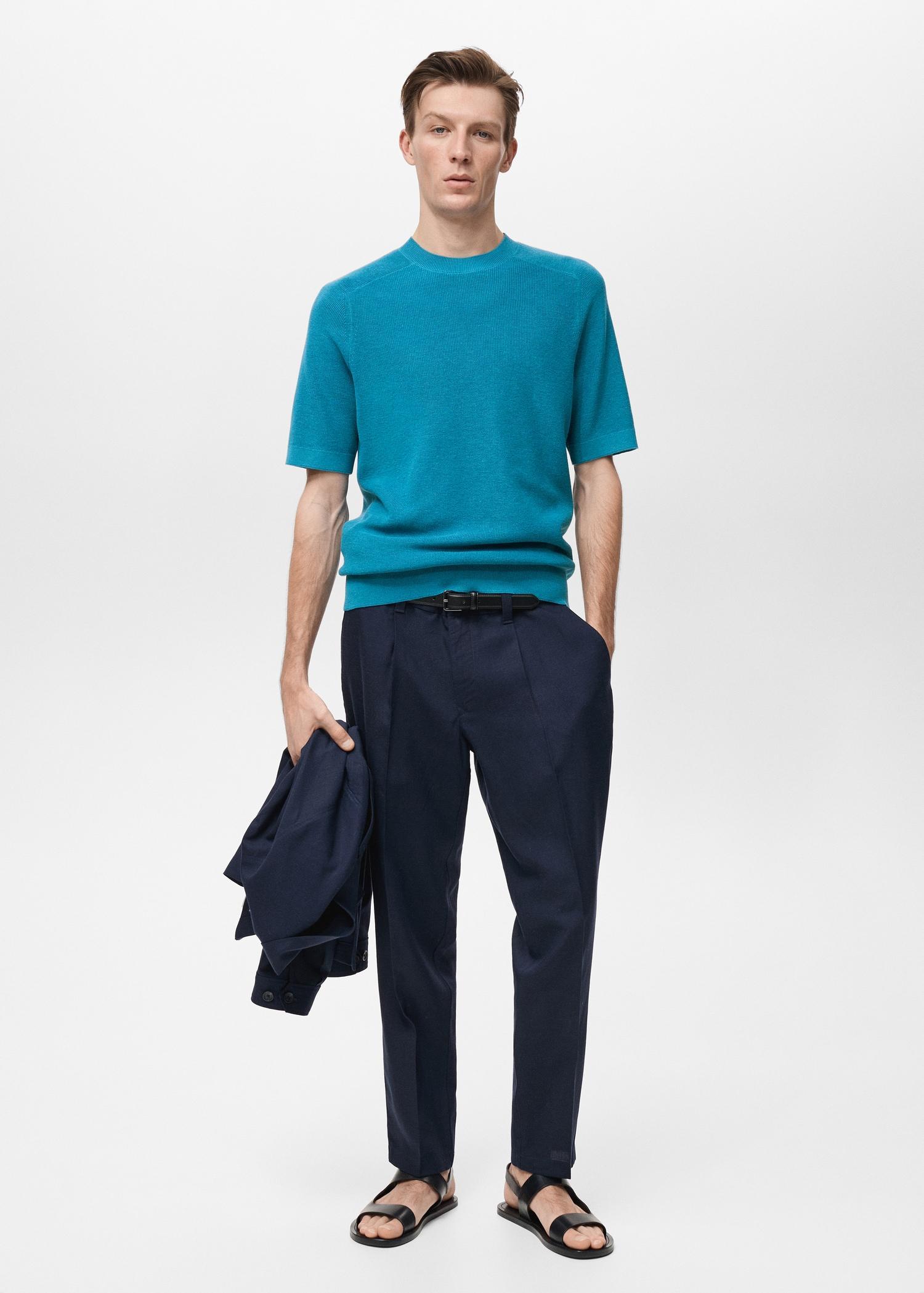 Fine-knit T-shirt - Men | MANGO USA Product Image