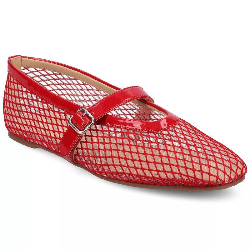 Journee Casha Women's Mesh Slip-On Square Toe Flats, Size: 8.5, Red Product Image