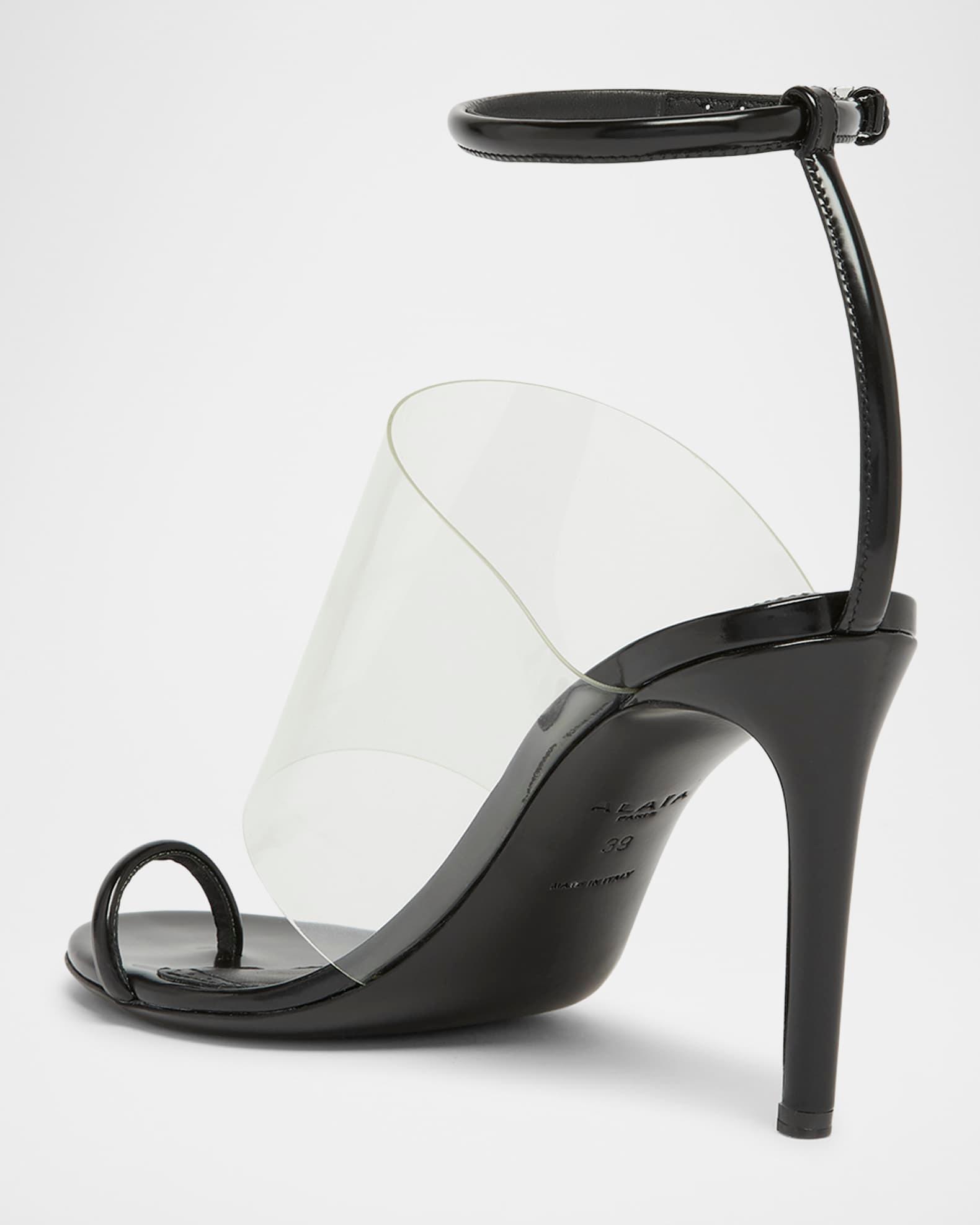 Asymmetric Clear Patent Leather Sandals  Product Image
