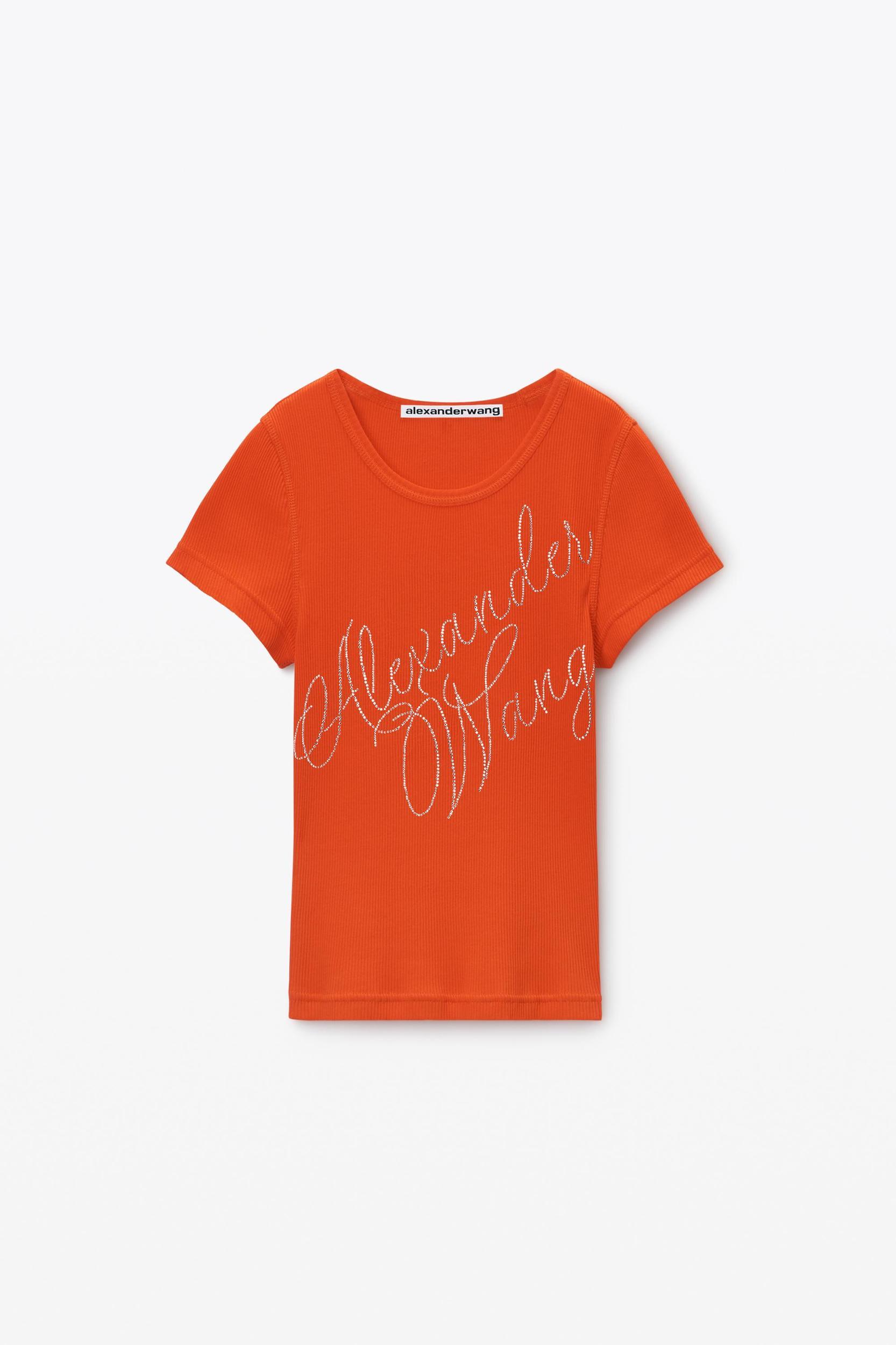 Crystal Hotfix Tee In Ribbed Jersey Product Image