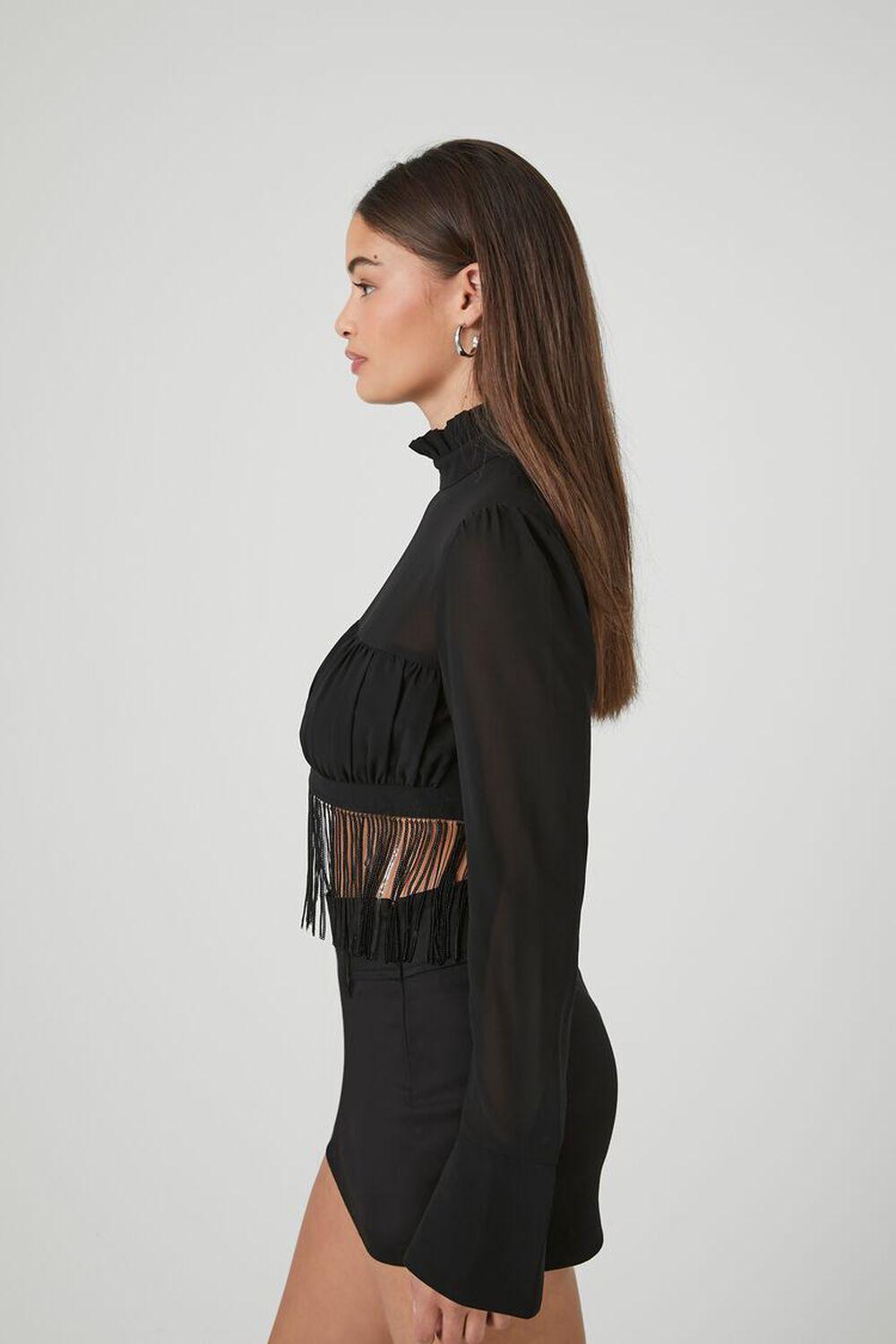 Fringe Mock Neck Crop Top | Forever 21 Product Image