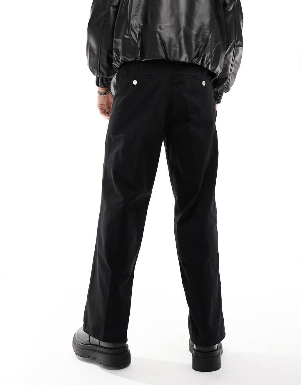 Weekday Astro loose fit wide leg pants in black Product Image