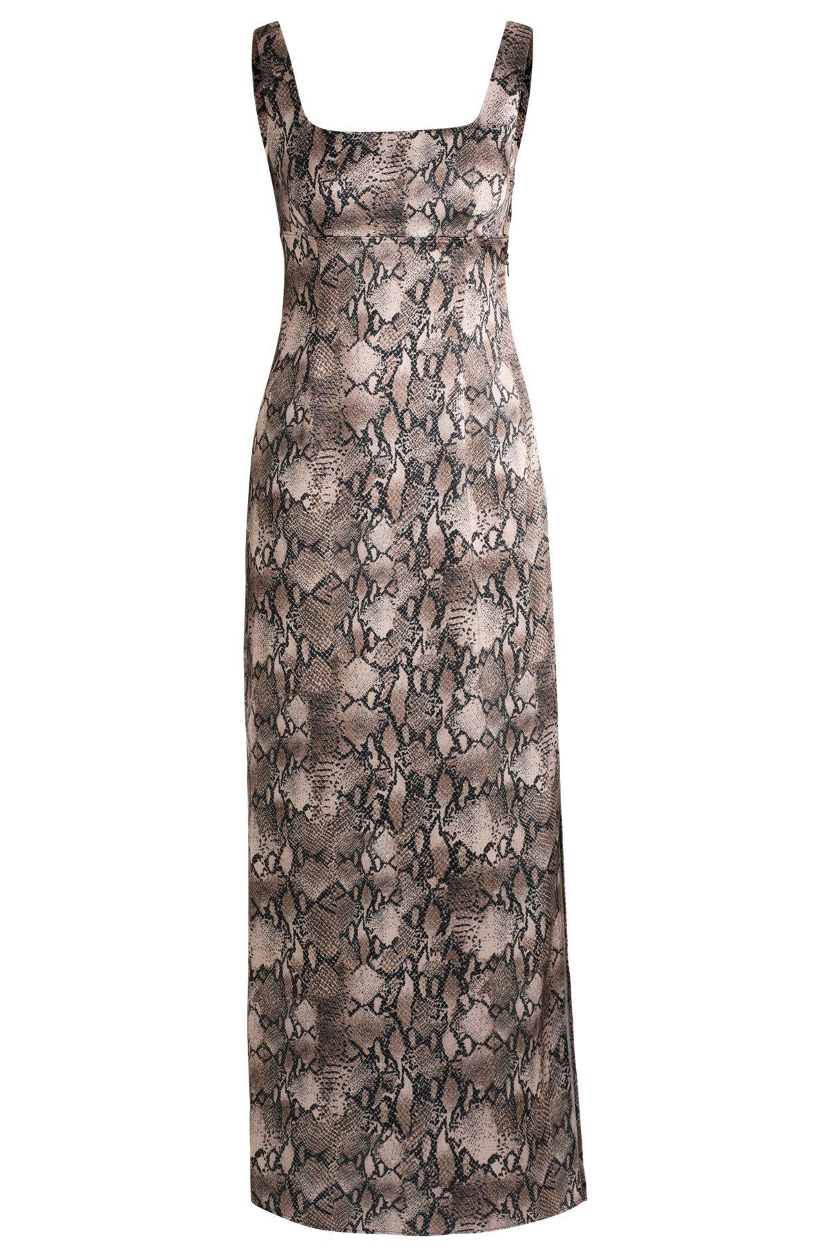 HUGO - Square-neck dress with python print - Patterned Product Image