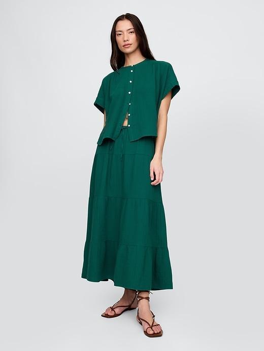 Cotton Gauze Tiered Maxi Skirt Product Image