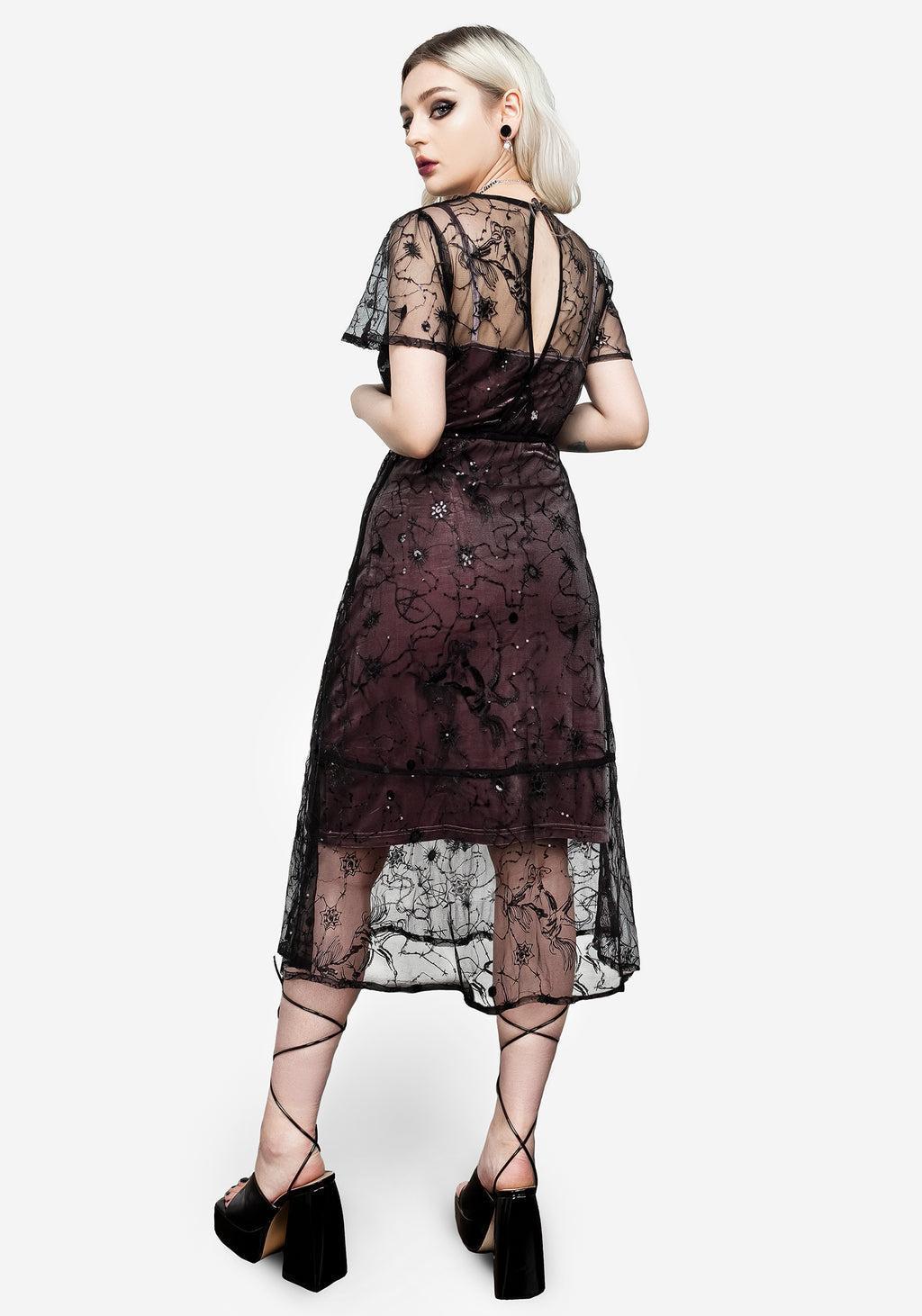 Lune Sequined Tiered Velvet Slip Dress Product Image