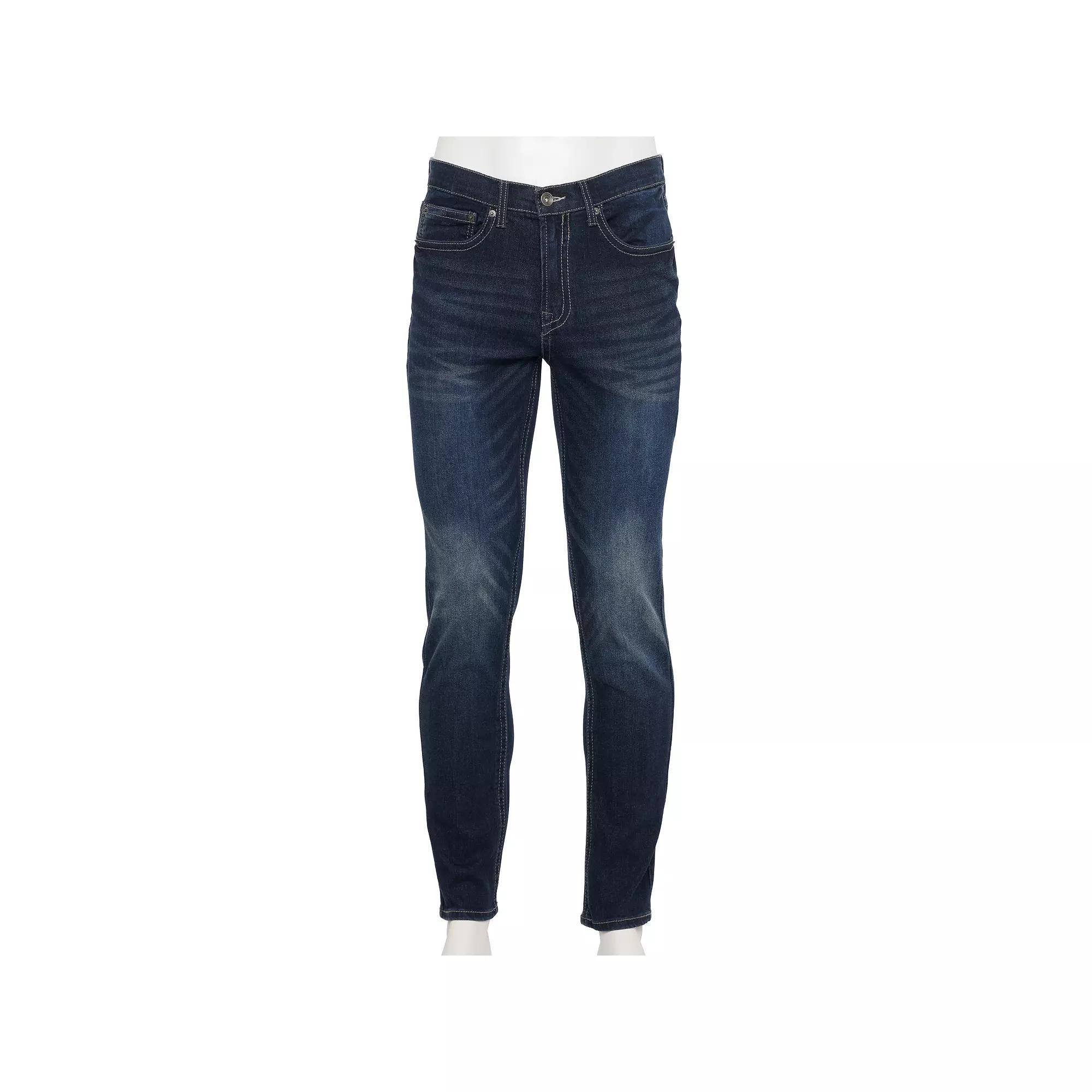 Men's Lazer Embroidered Slim Fit Jeans, Size: 38X30, Dark Blue Product Image