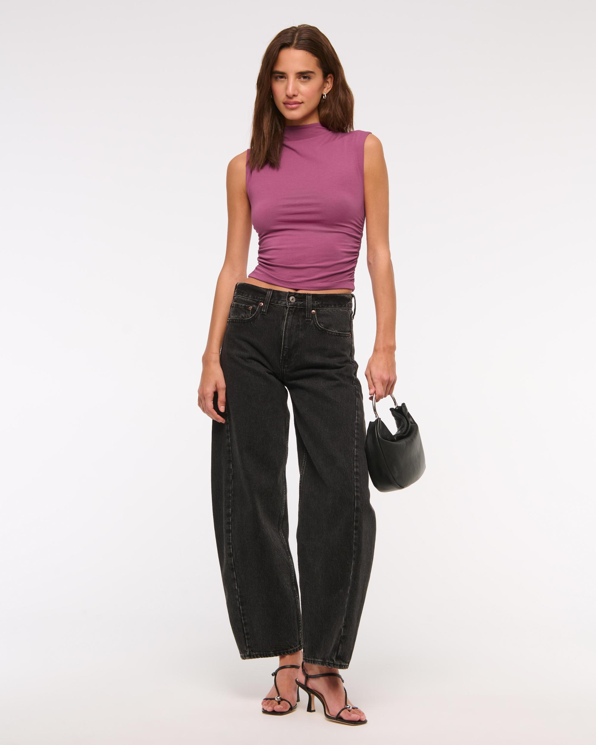 Long-Sleeve Grown-On Mockneck Top Product Image