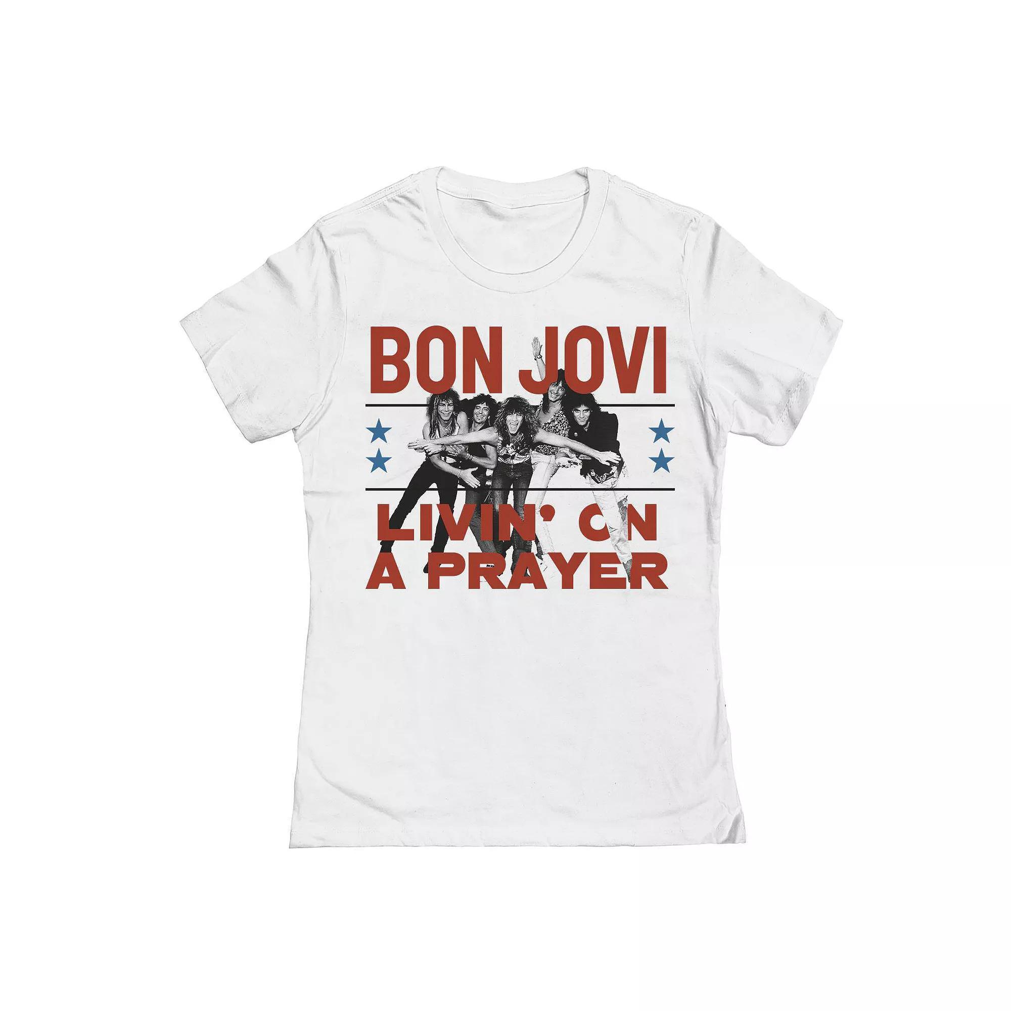 Junior's Bon Jovi Livin Graphic Tee, Girl's, Size: XXL, White Product Image