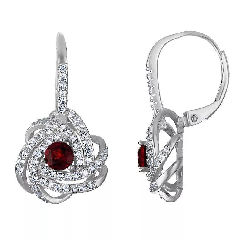 Designs by Gioelli Sterling Silver Gemstone Love Knot Leverback Earrings, Women's, Purple Product Image