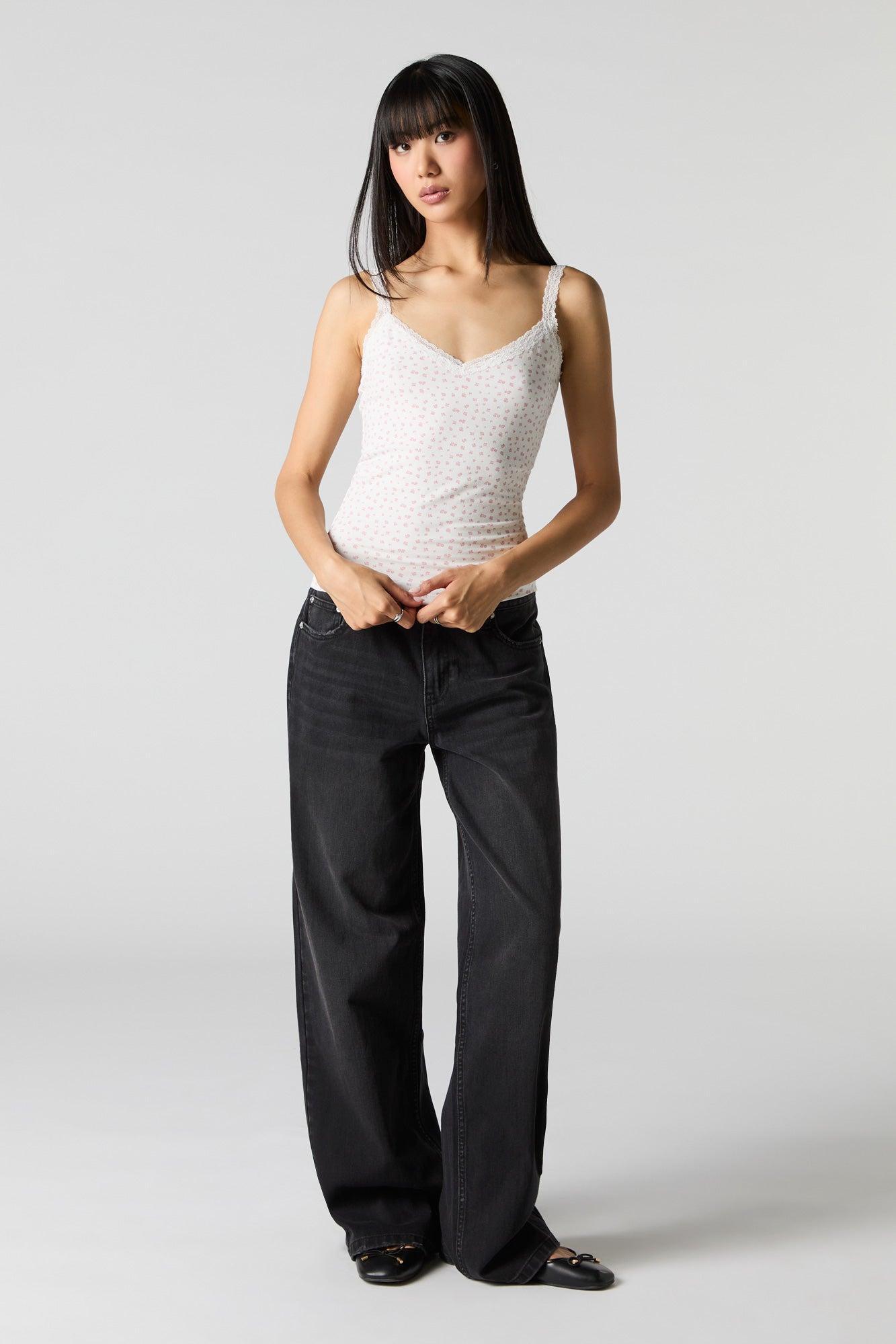V-Neck Lace Trim Cami Female Product Image