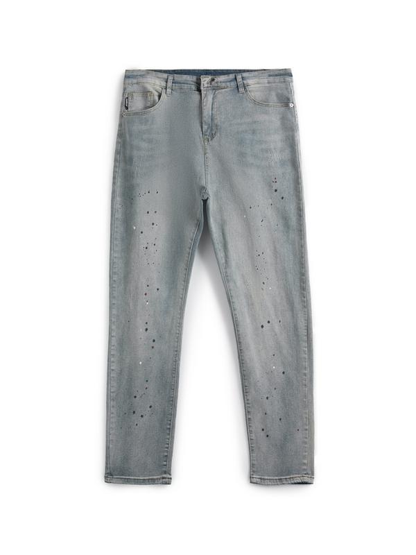 Men's Splash Ink Letter Print Loose Jeans Product Image