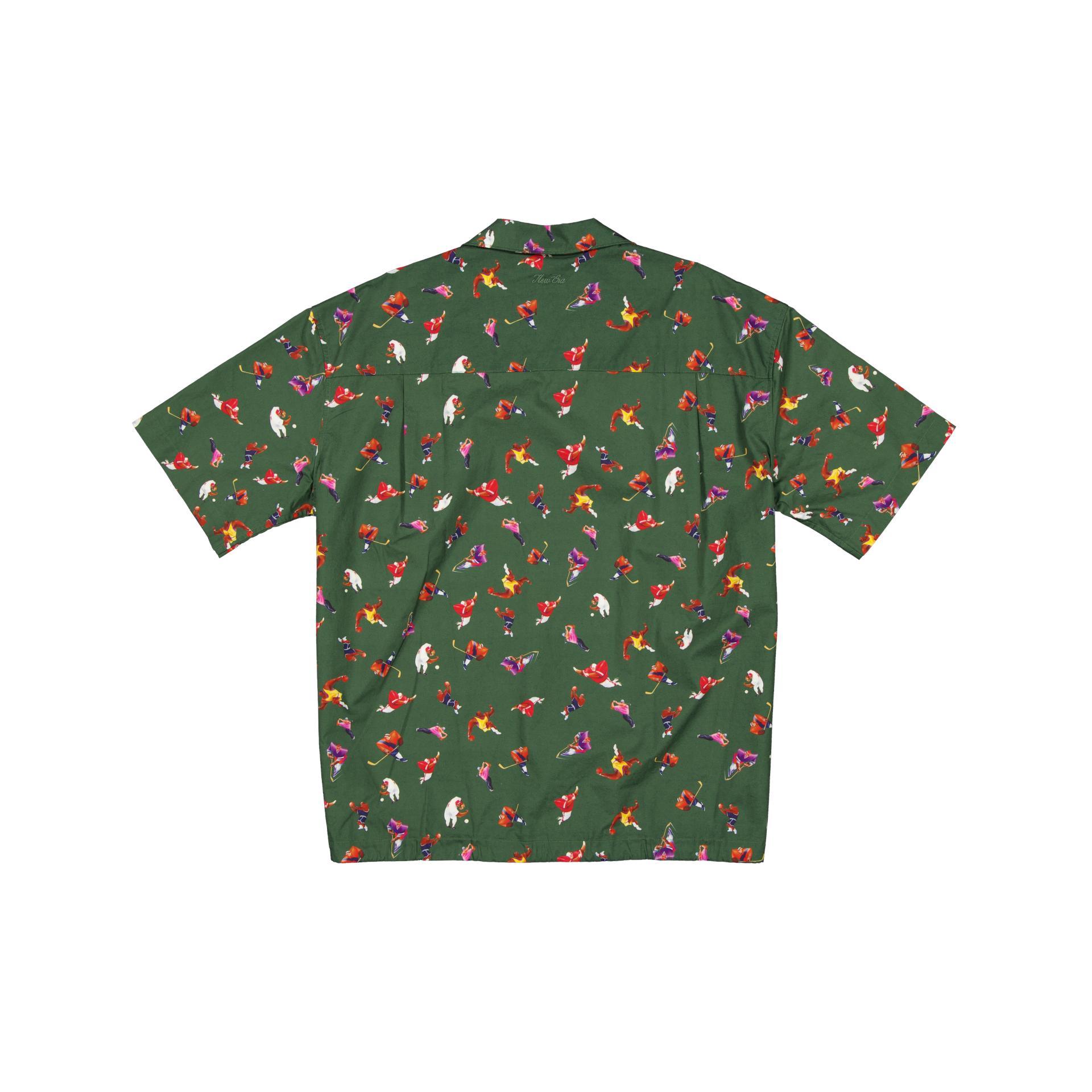 New Era Branded Resort Green Bark Open Collared Shirt Male Product Image