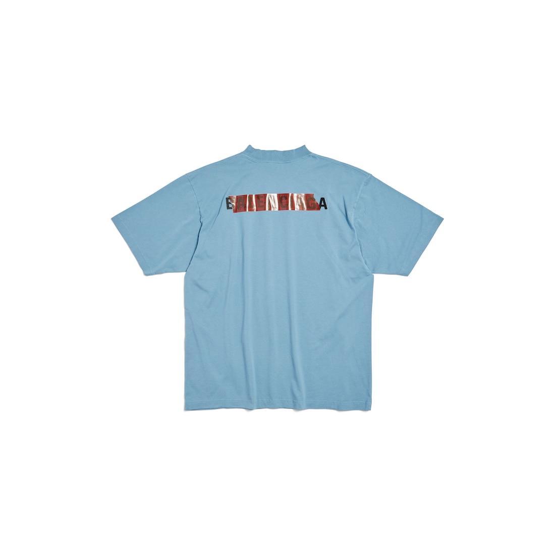 Men's Taped Balenciaga Back T-shirt Medium Fit in Grey Blue Product Image