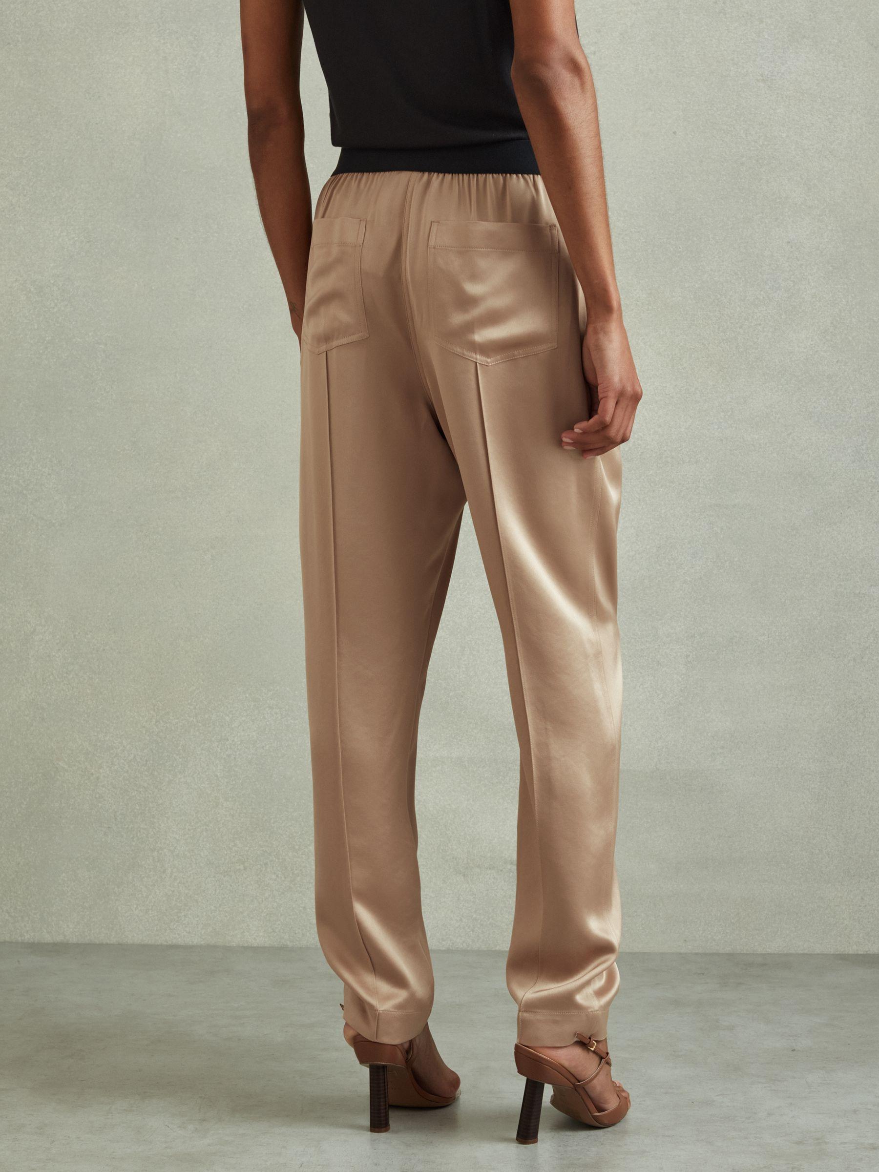 Elea Champagne Satin Elasticated Tapered Trousers Product Image