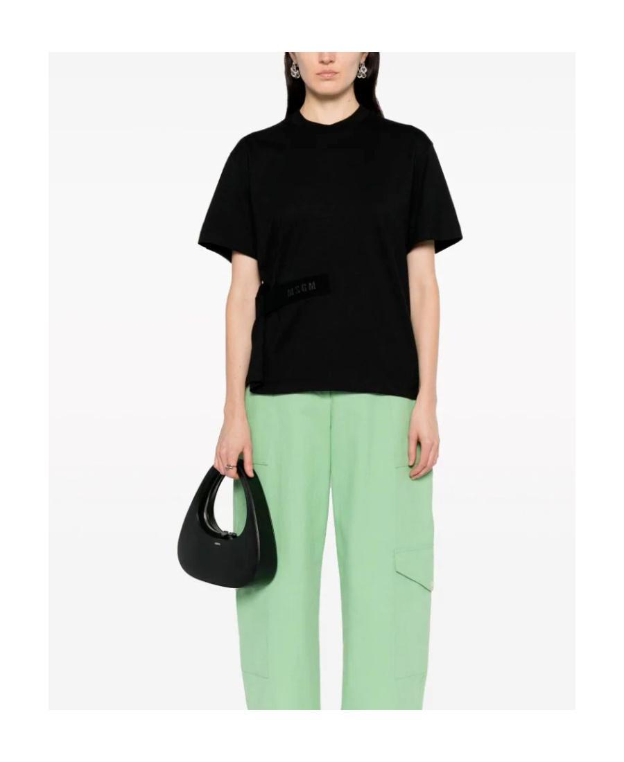 MSGM Logo-embroidered Cotton T-shirt In Black Product Image