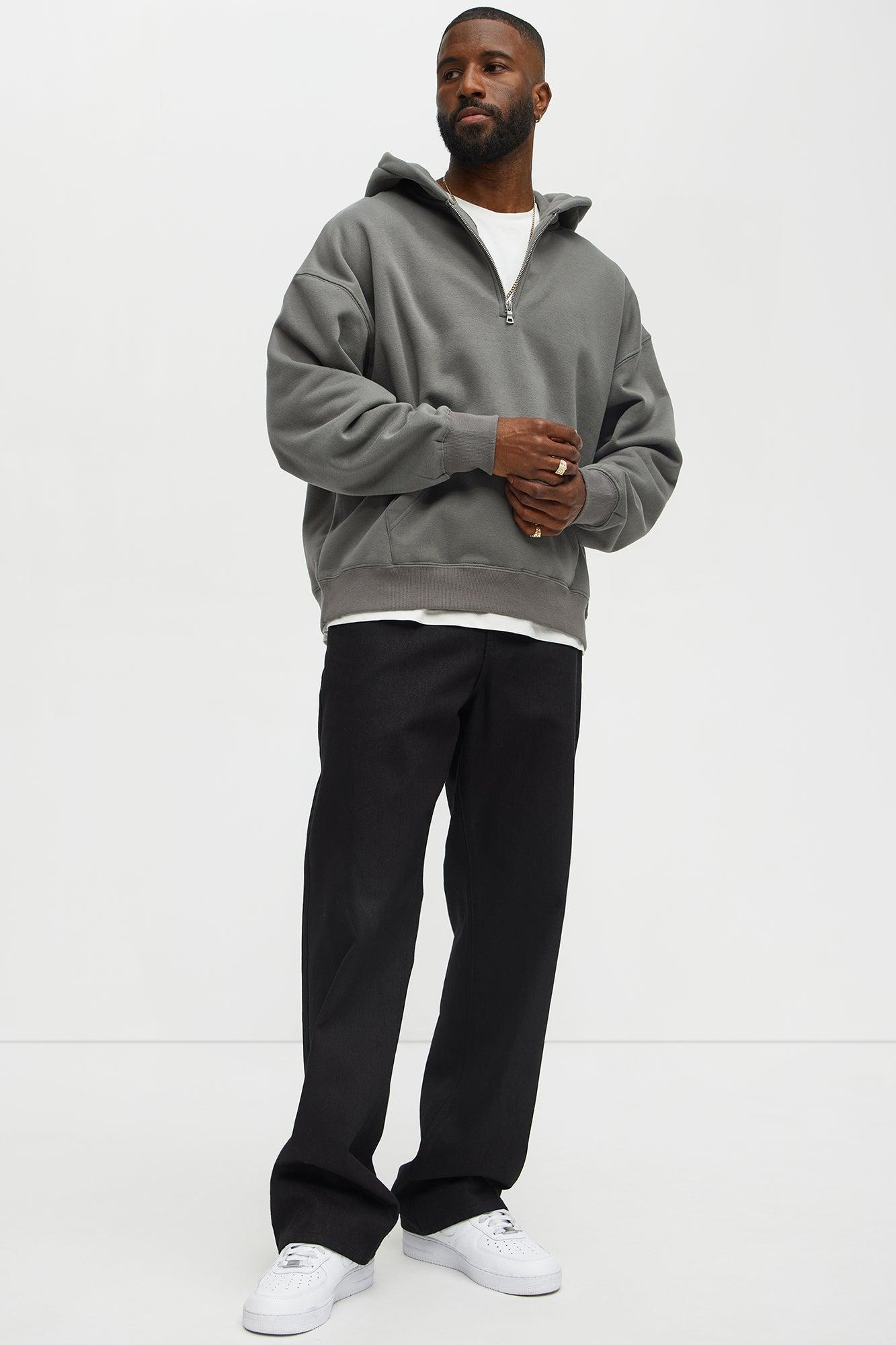 Tyson Oversized Heavyweight Quarter Zip Hoodie - Charcoal Product Image