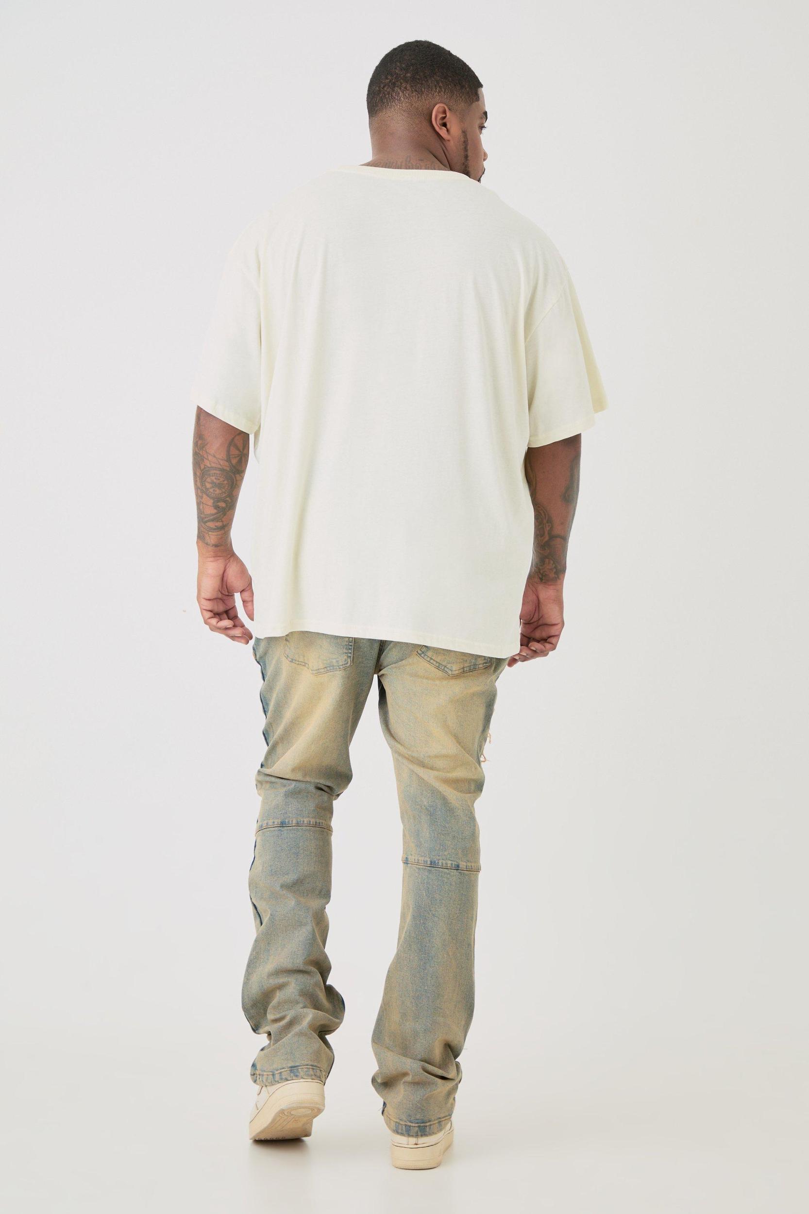 Plus Distressed Stretch Skinny Flared Jeans | boohooMAN USA Product Image