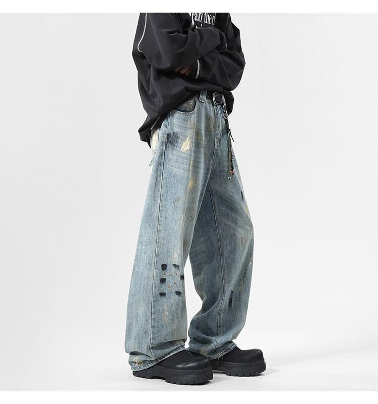 Mid Rise Washed Wide Leg Jeans Product Image