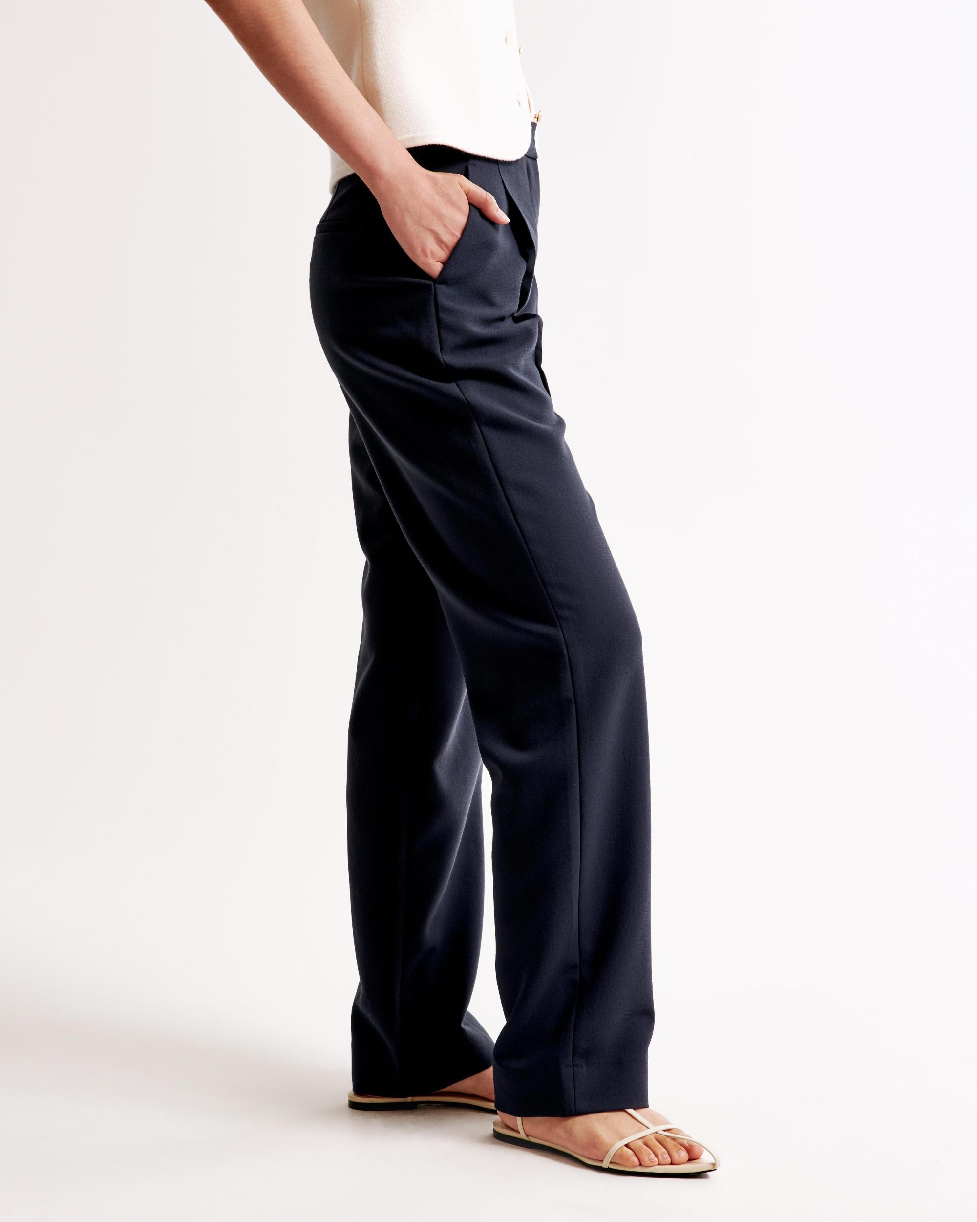 Curve Love A&F Quinn Tailored Straight Pant Product Image