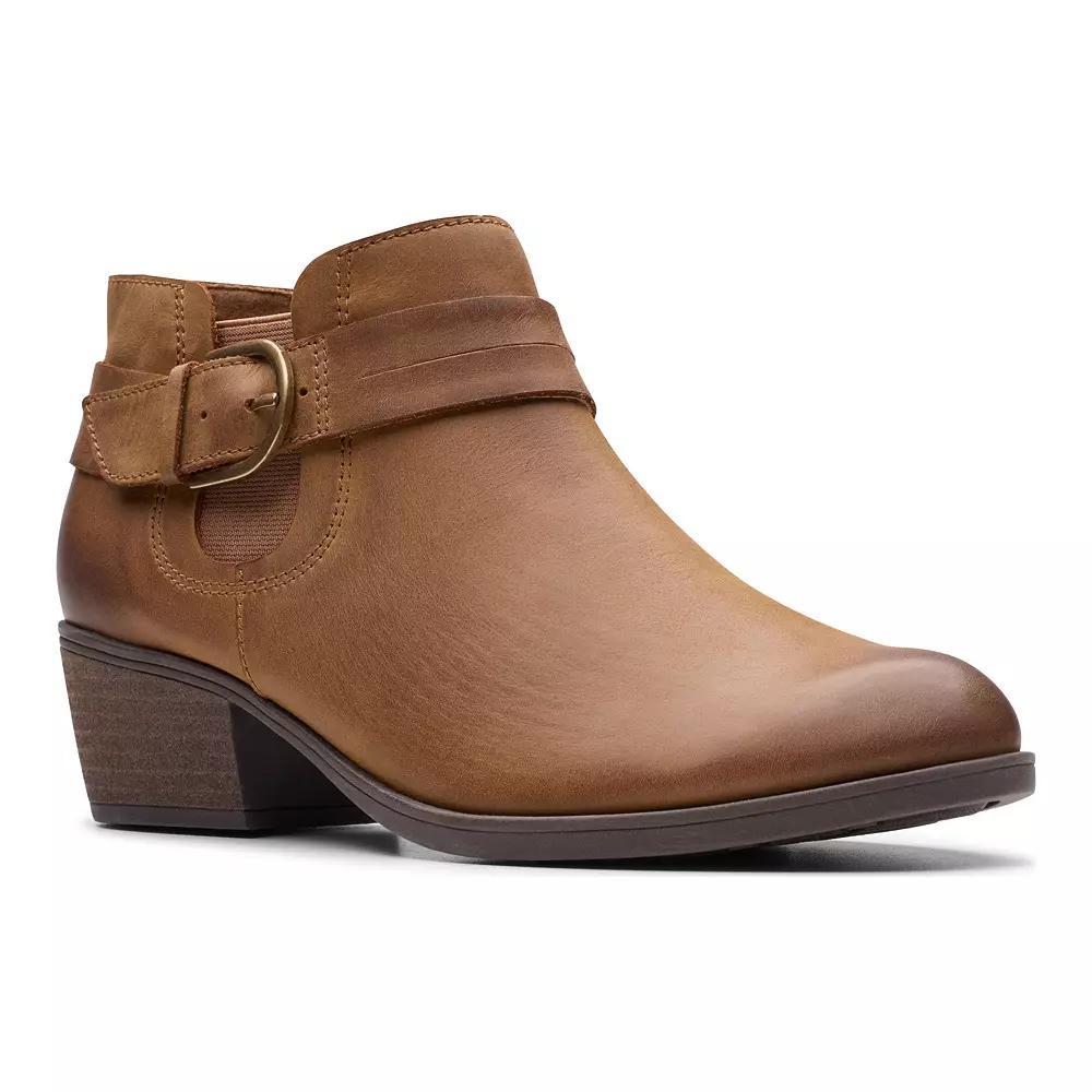 Clarks® Charlten Rae Women's Buckle Detail Leather Ankle Boots, Size: 10, Oily Product Image