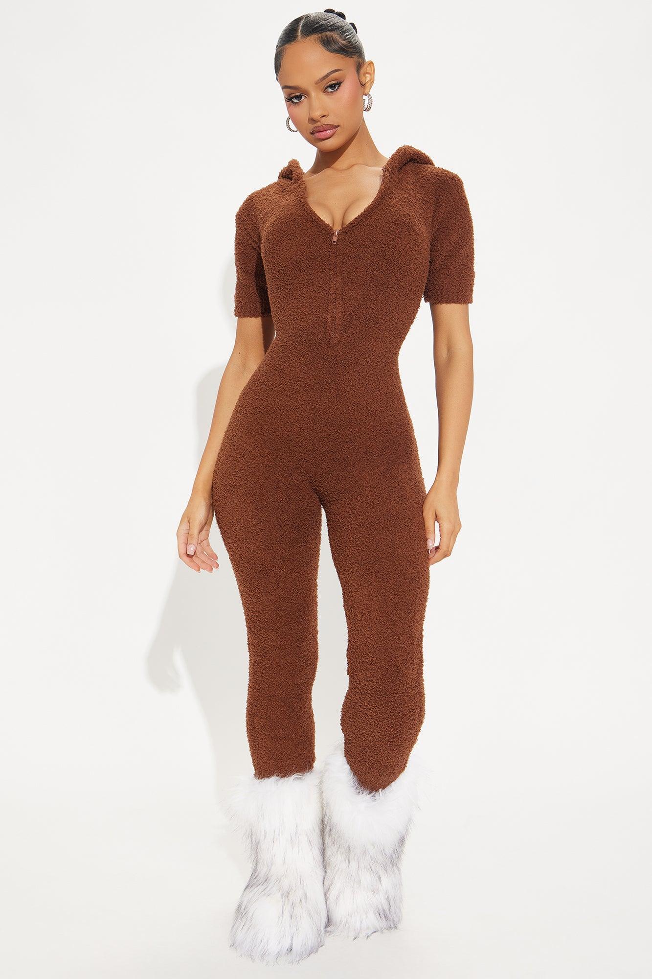 Cozy Era Short Sleeve Jumpsuit - Chocolate Product Image