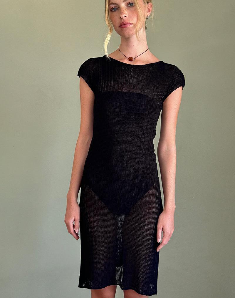 Adeline Midi Dress in Wide Rib Knit Black Female Product Image