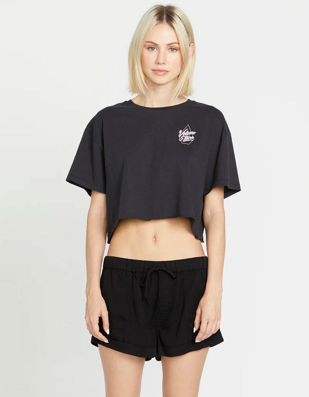 VOLCOM Just A Trim Womens Crop Tee - BLACK Product Image