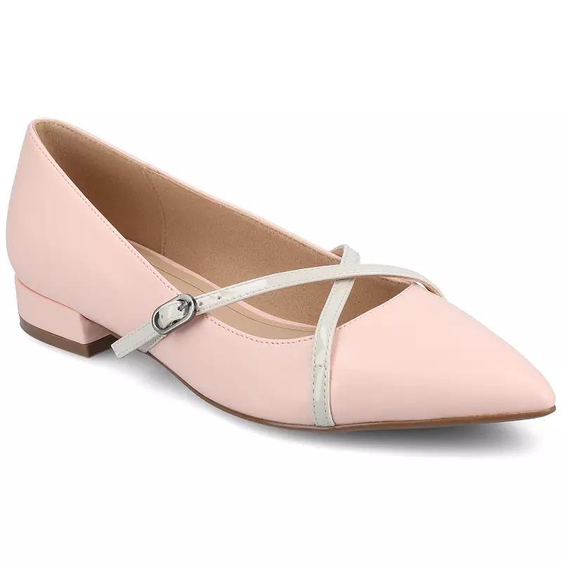 Journee Camby Pointed Toe Covered Block Heel Womens Dress Flats Product Image