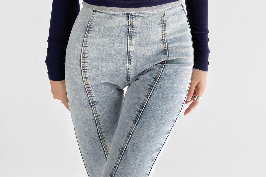 Long Sleeve Square Neck Plain Mock Two Piece Buttoned Crop Top Product Image