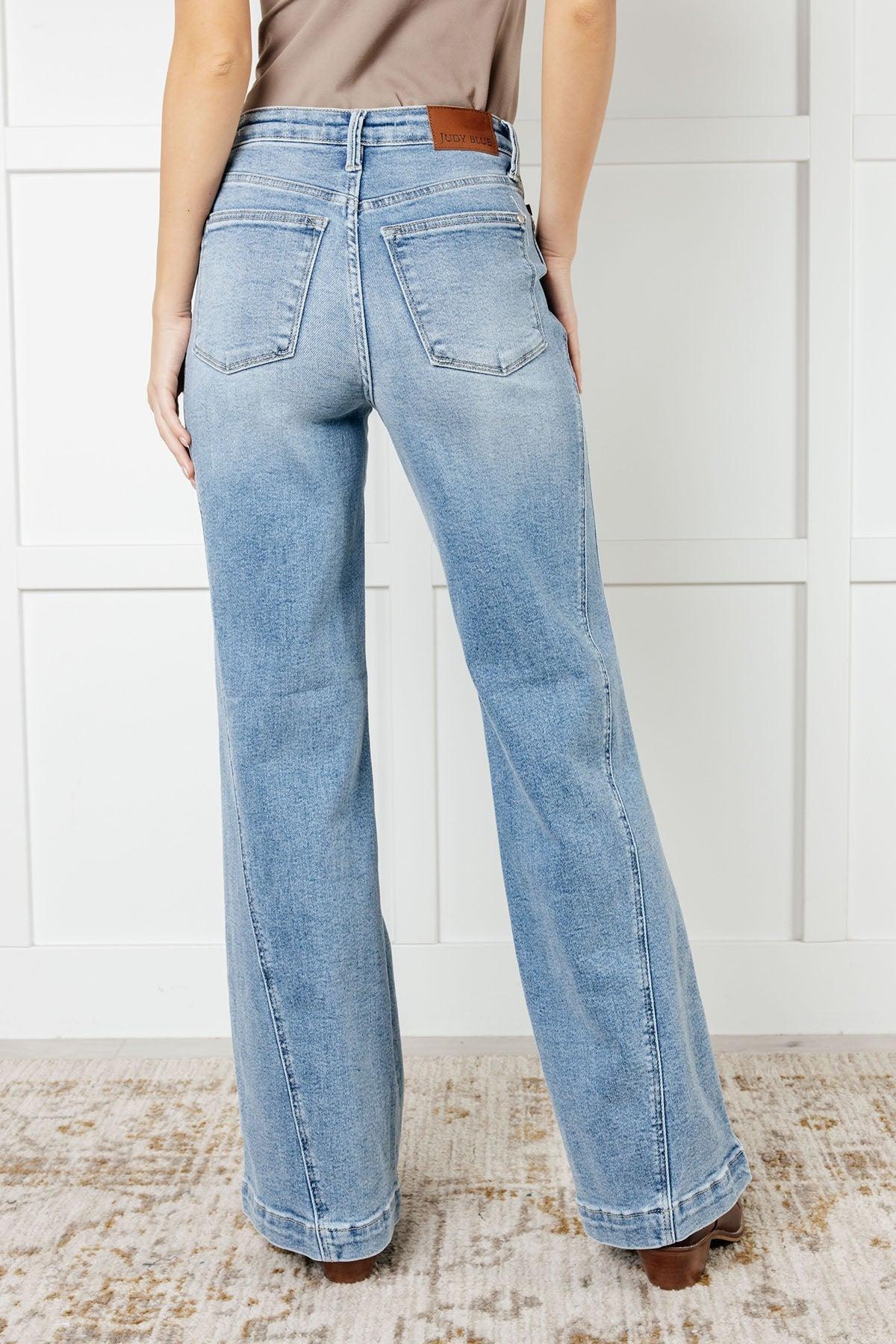 Judy Blue Side Seam Detail Wide Leg Jeans Product Image