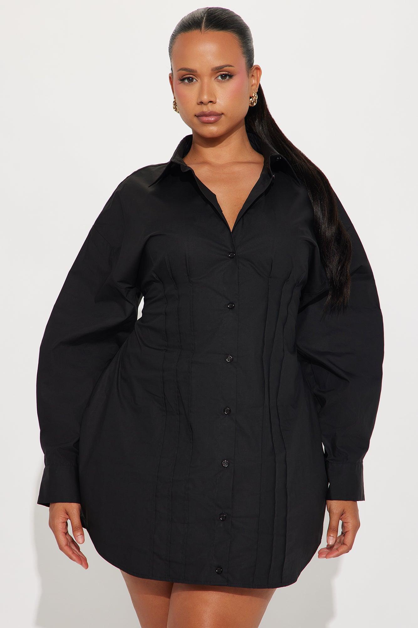 Vera Collar Shirt Mini Dress - Black Product Image