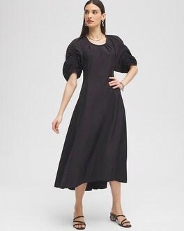 Women's™ Ruched Sleeve Dress size 6   Chico's Black Label - Black - Women Product Image