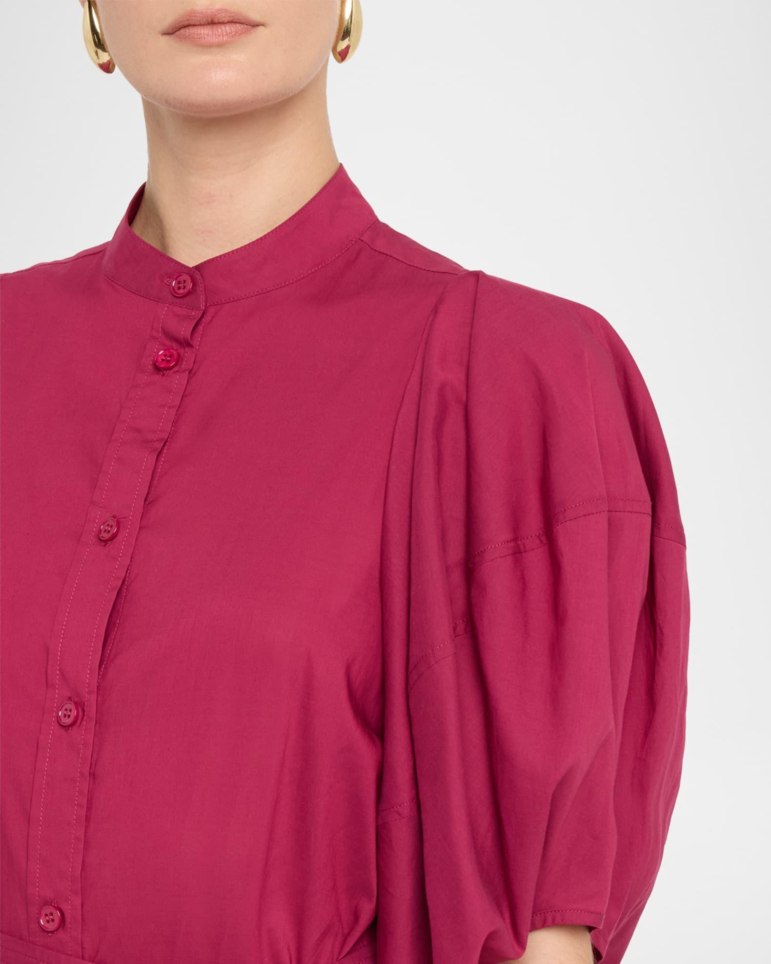 Floral Belted Blouson-Sleeve Shirtdress Product Image