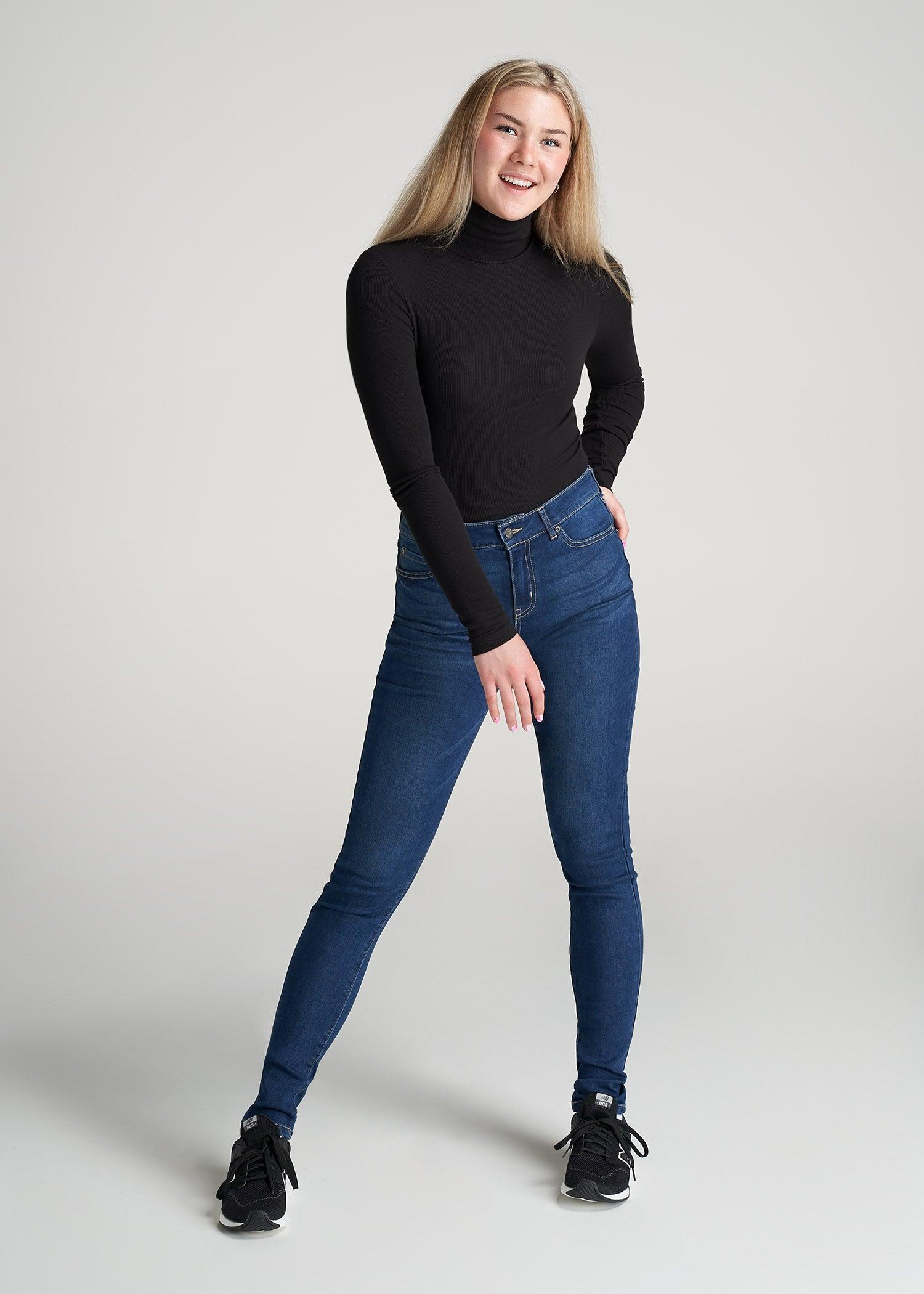 Tall Women's FITTED Long Sleeve Ribbed Turtleneck Tee in Black Product Image