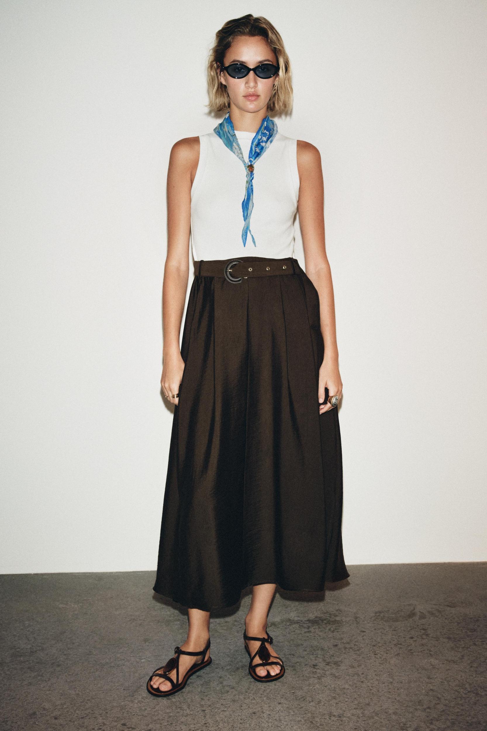 BELTED COMBINATION MIDI DRESS Product Image