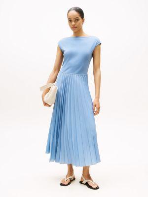 Fit-and-Flare Pleated Midi Dress Product Image