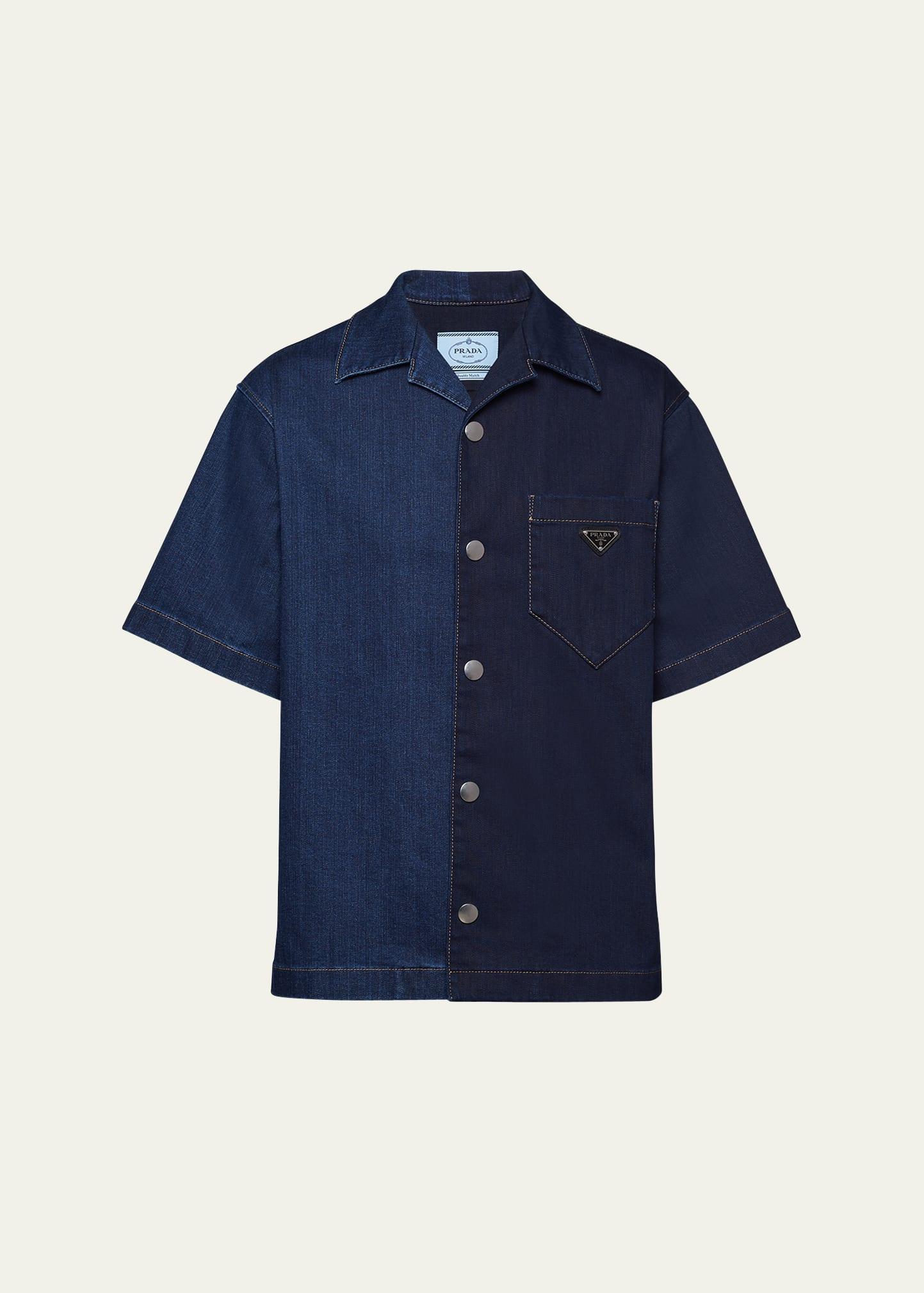 Mens Double Match Denim Shirt Product Image