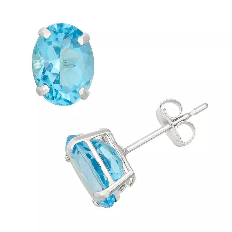 Designs by Gioelli Swiss Blue Topaz 10k White Gold Oval Stud Earrings, Women's Product Image