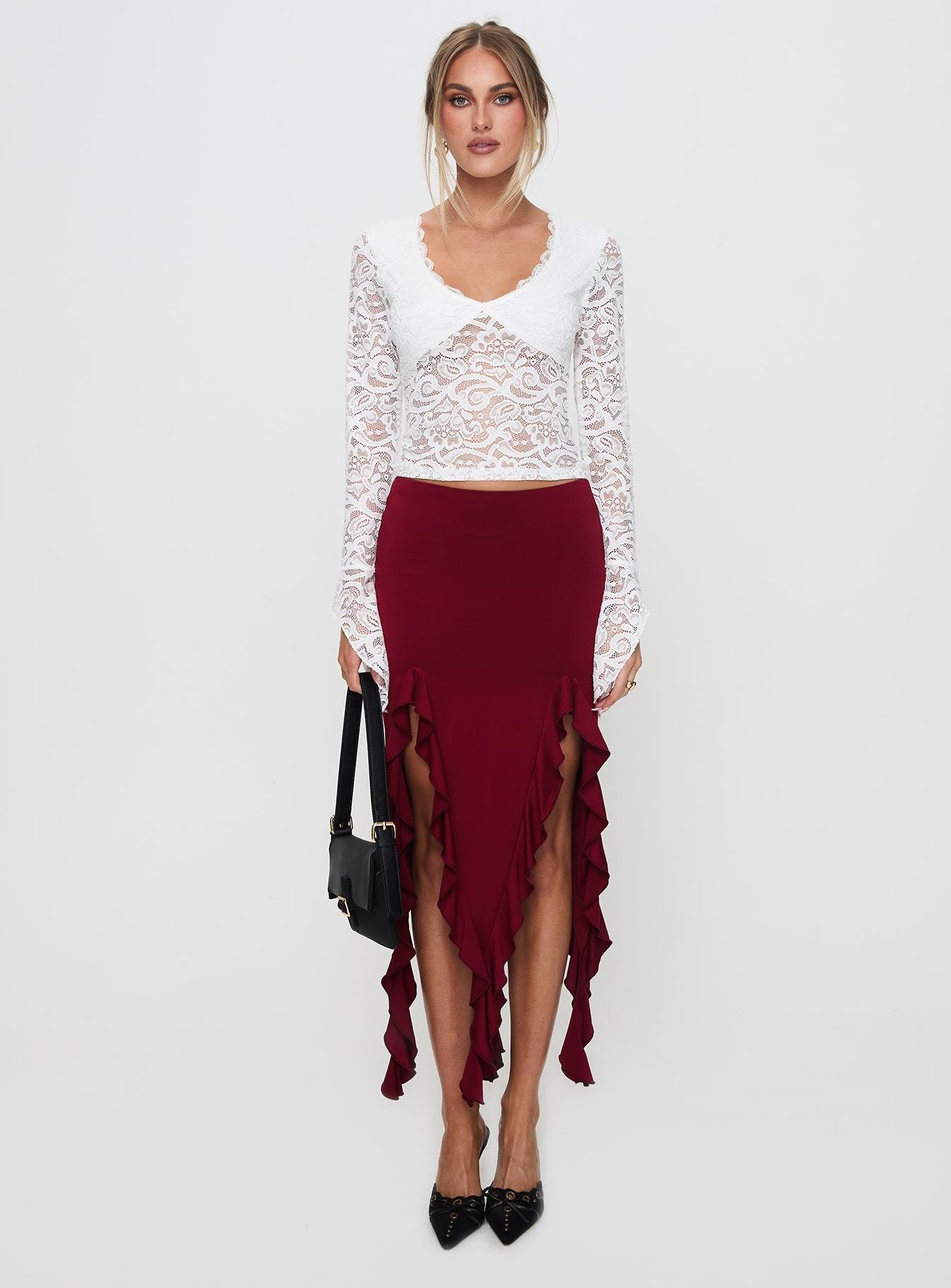 Honeymoon Lace Top White Product Image