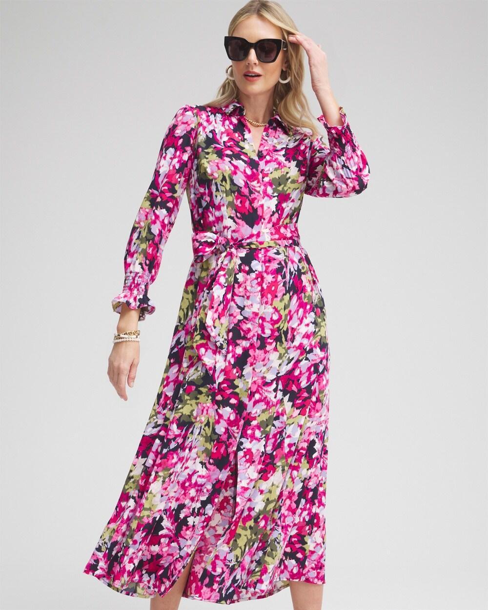 Pink Floral Maxi Shirt Dress Product Image