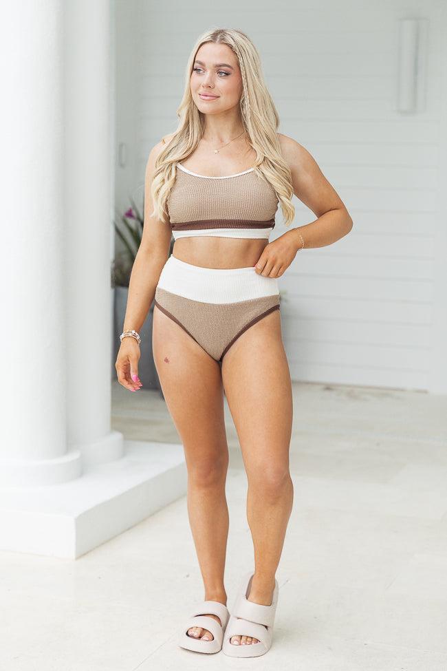 Do Not Disturb Neutral Color Block Bikini Bottoms FINAL SALE Product Image
