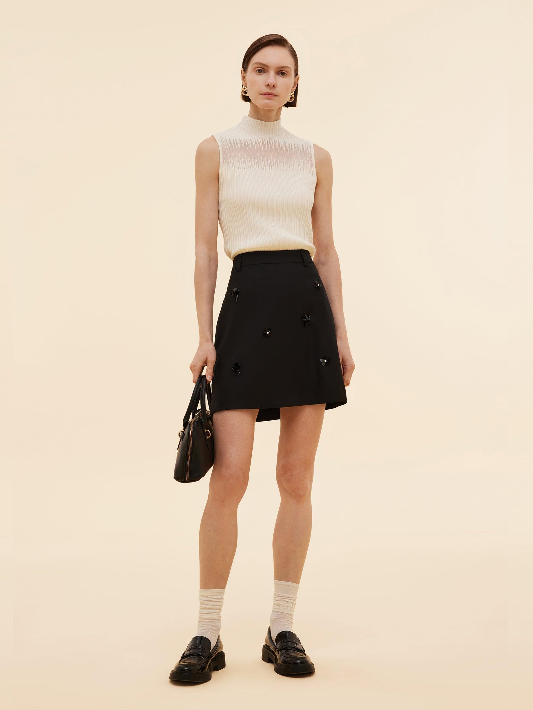 Tencel Blend Women Mock Neck Knit Tank Top Product Image