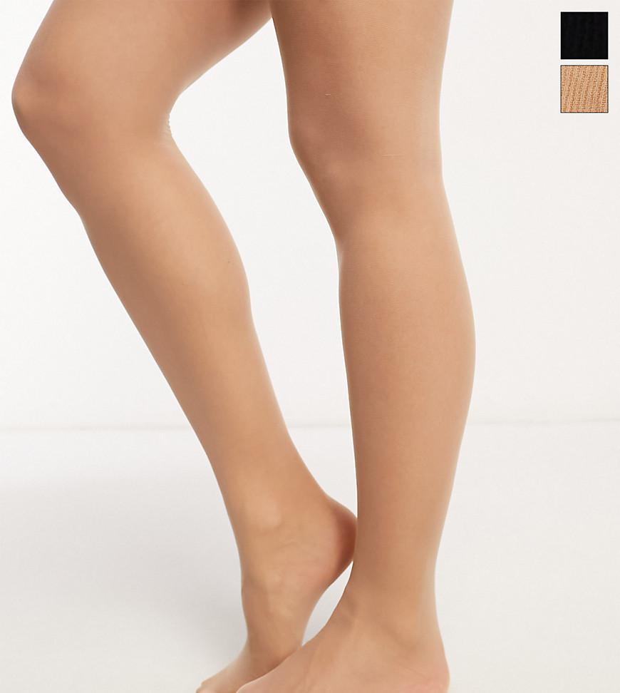 Mamalicious Maternity 20 denier 2 pack tights in sheer black and beige Product Image