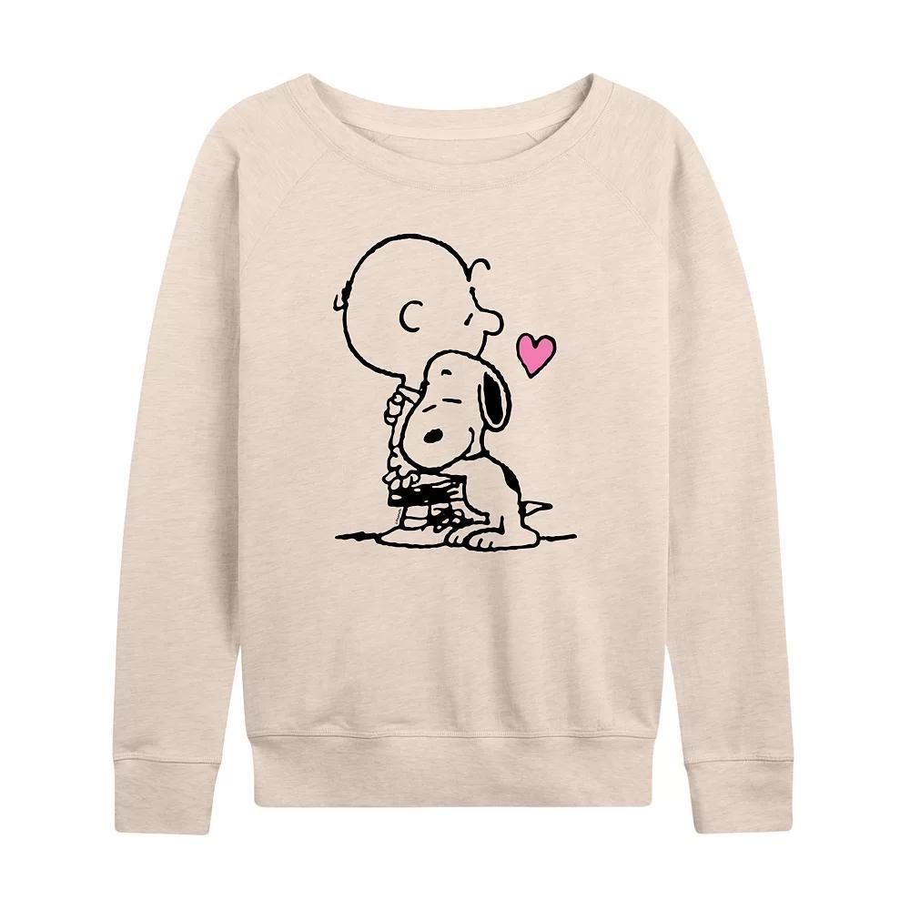Plus Size Peanuts Snoopy & Charlie Brown Hug French Terry Long Sleeve Tee, Womens Product Image