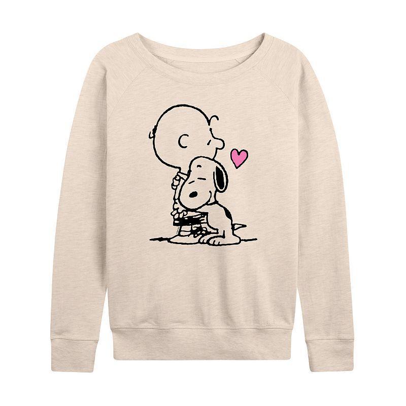 Plus Size Peanuts Snoopy & Charlie Brown Hug French Terry Long Sleeve Tee, Womens Product Image